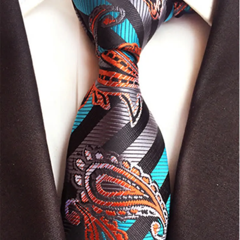 Skyblue & Orange Men's Ingenious Paisley Necktie sold by FloralTrip product image thumbnail 2