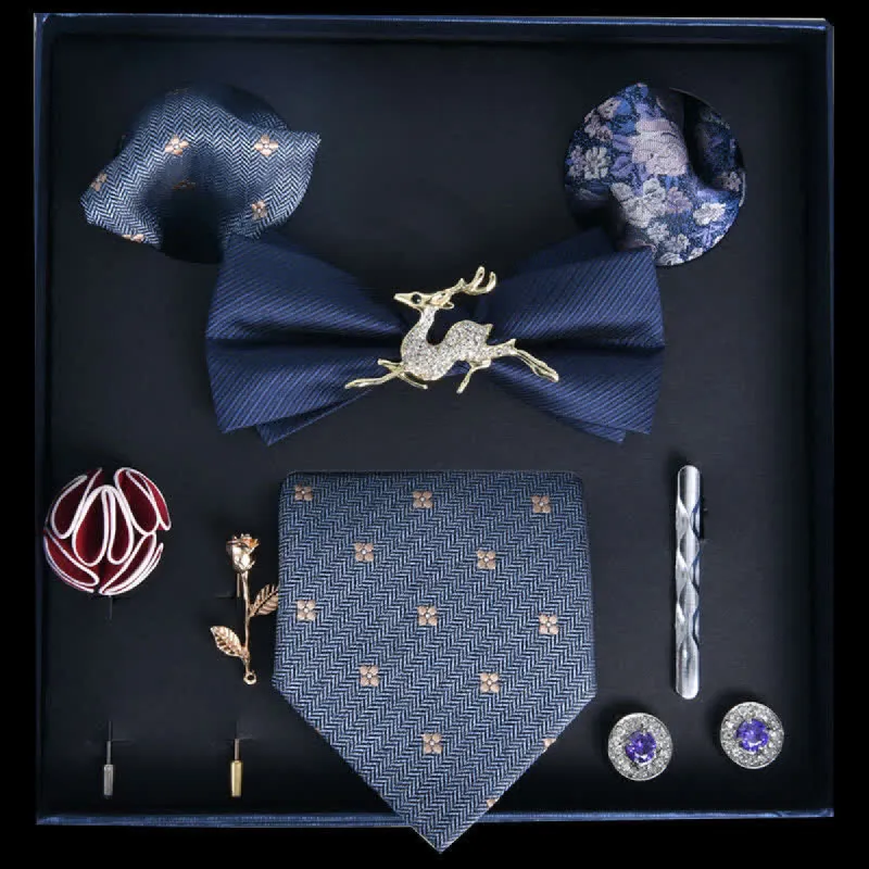 8Pcs SteelBlue Luxury Noble Print Bow Ties Gift Box sold by FloralTrip