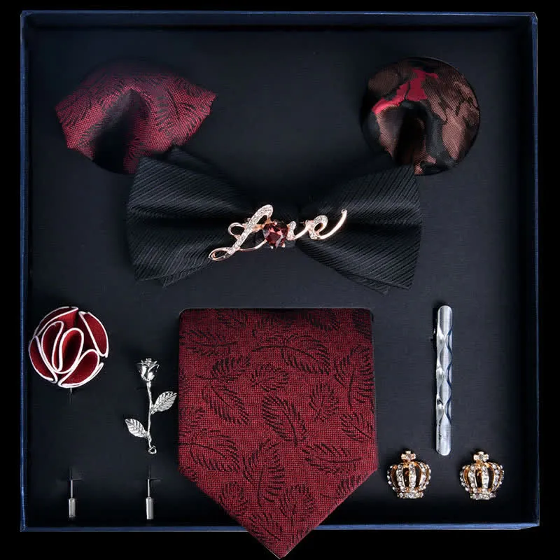 8Pcs Black&DarkRed Luxury Noble Print Bow Ties Gift Box sold by FloralTrip