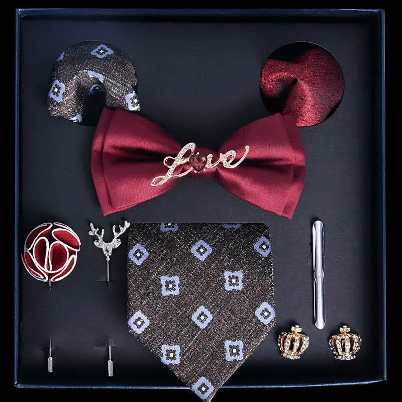 8Pcs Red&SlateGray Luxury Noble Print Bow Ties Gift Box sold by FloralTrip