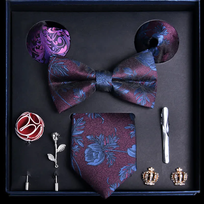 8Pcs Indigo Leaves Flower Vogue Necktie Bow Ties Gift Box sold by FloralTrip