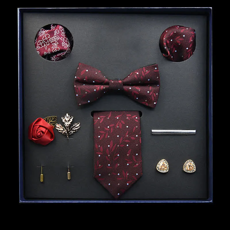 8Pcs Burgundy Vintage Leaf Necktie Bow Ties Gift Box sold by FloralTrip