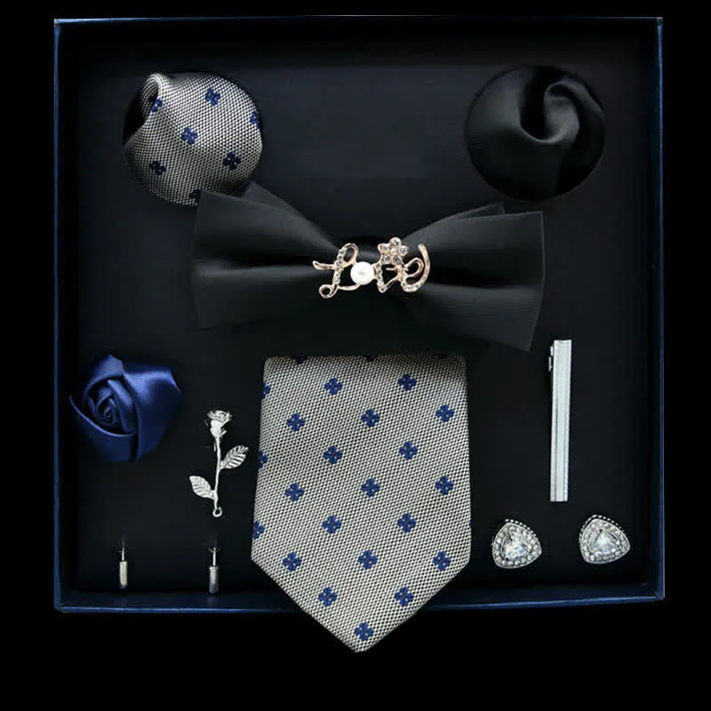 8Pcs Black&LightSlateGray Floral Casual Necktie Bow Ties Gift Box sold by FloralTrip