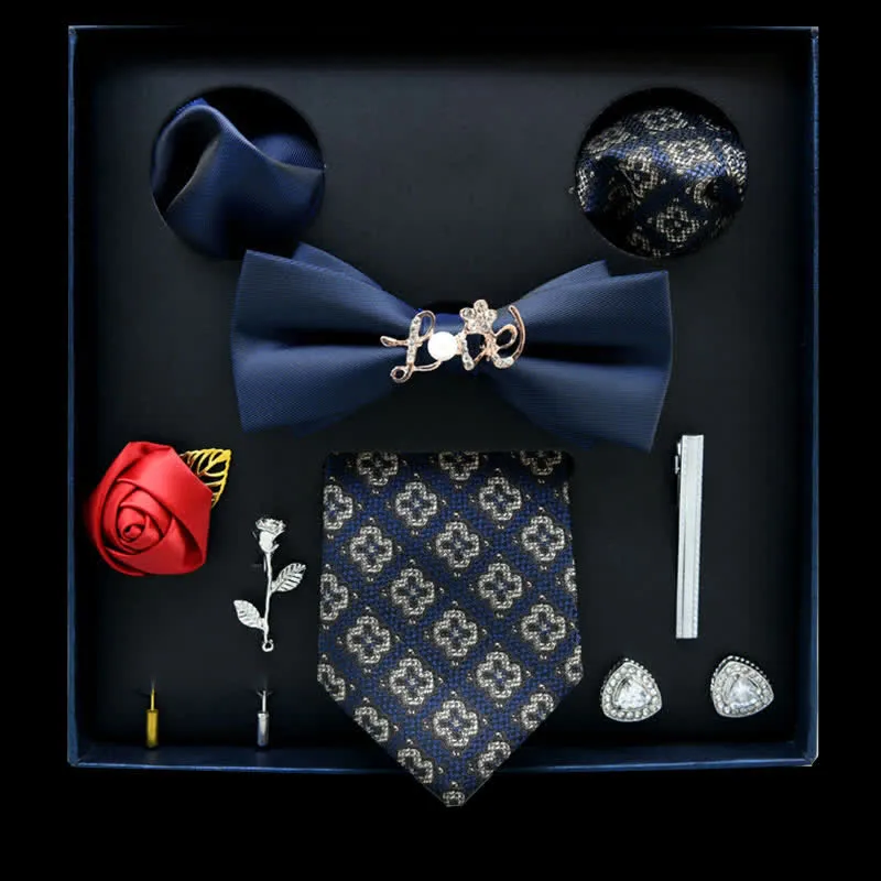 8Pcs Blue&White Floral Casual Necktie Bow Ties Gift Box sold by FloralTrip