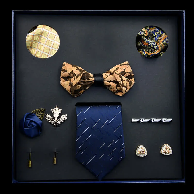 8Pcs Gold&Blue Menswear Classic Business Bow Ties Gift Box sold by FloralTrip