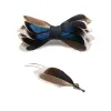 DarkBlue & Brown Graceful Feather Bow Tie with Lapel Pin sold by FloralTrip