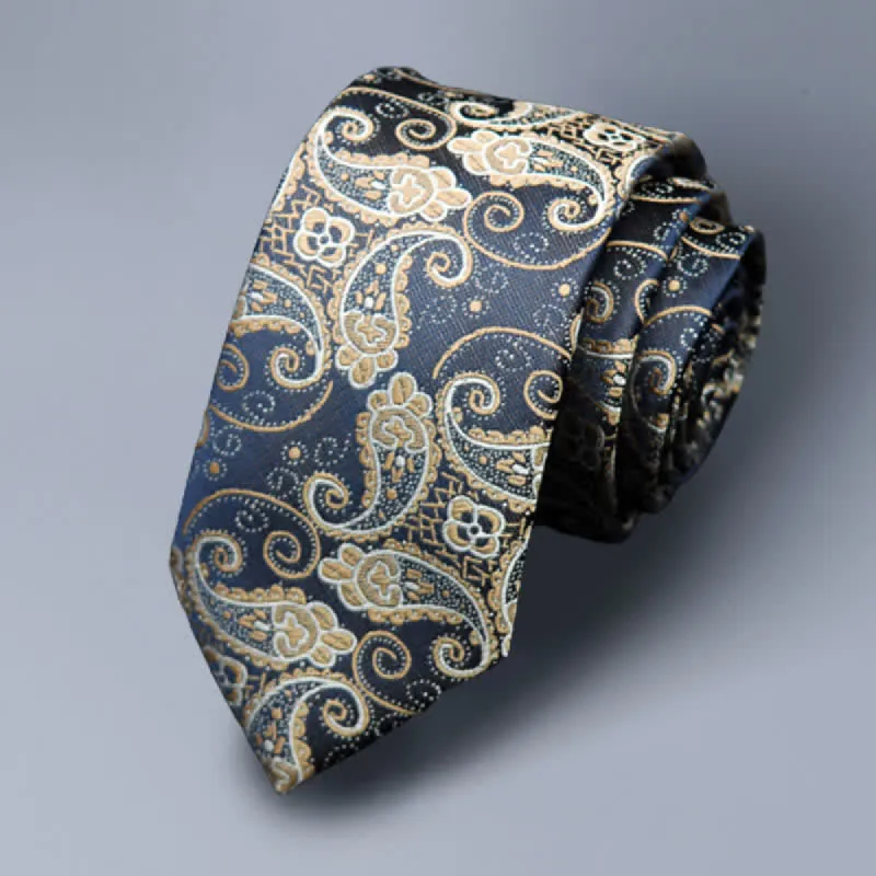 Navy Blue Men's Exotic Paisley Necktie sold by FloralTrip