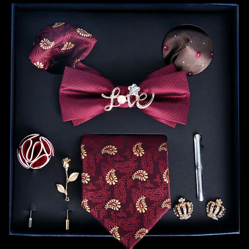 8Pcs Red&Gold Luxury Noble Print Bow Ties Gift Box sold by FloralTrip