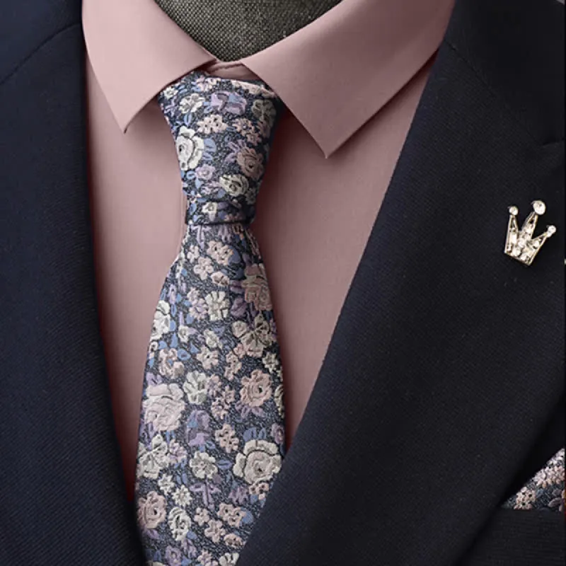SteelBlue Men's Novelty Floral Necktie sold by FloralTrip