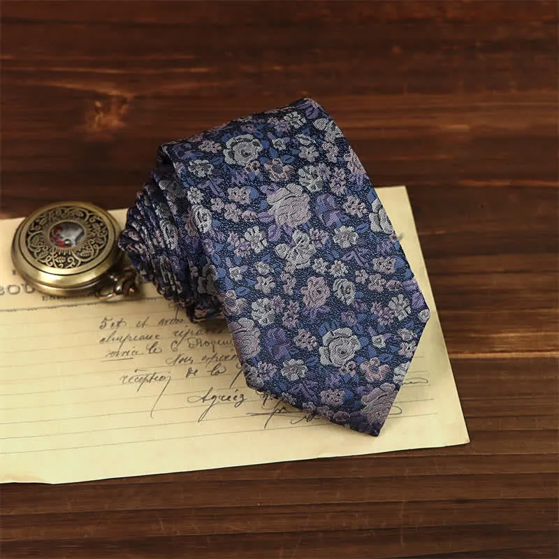 SteelBlue Men's Novelty Floral Necktie sold by FloralTrip product image thumbnail 2