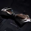Black Mallard Duck Feather Bow Tie with Lapel Pin sold by FloralTrip