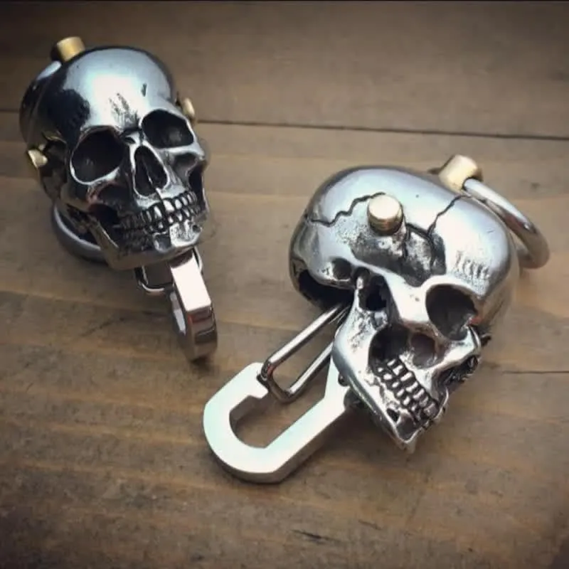 Silver Skull Head Clasp Keychain Pendant sold by FloralTrip