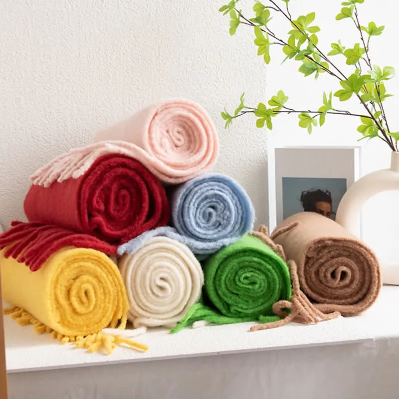 Unisex Thicken Solid Color Fringes Cashmere Scarf sold by FloralTrip product image thumbnail 2