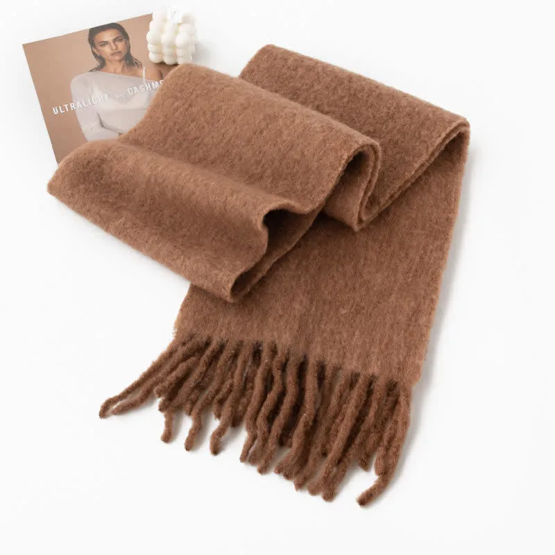 Unisex Thicken Solid Color Fringes Cashmere Scarf sold by FloralTrip product image thumbnail 3
