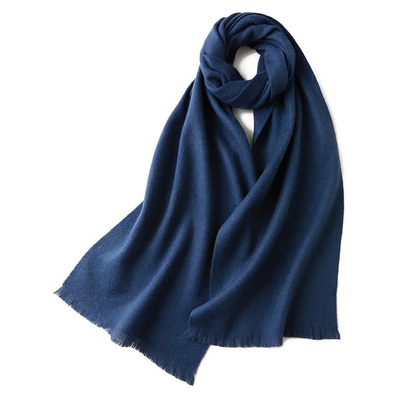 Unisex Warm Shawl Simple Solid Color Pure Wool Scarf sold by FloralTrip product image thumbnail 3