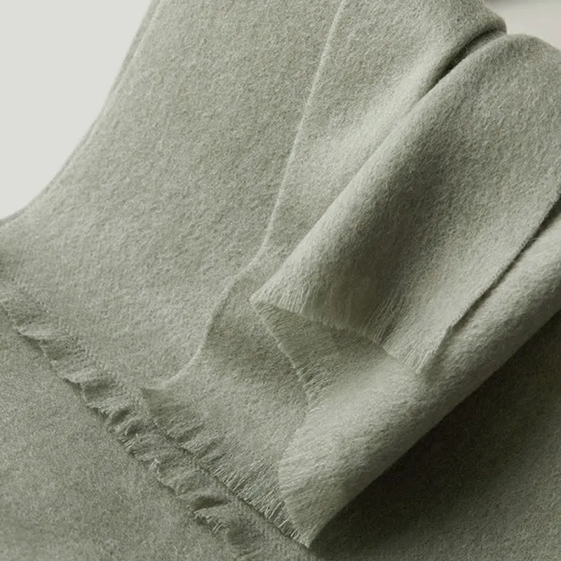 Unisex Warm Shawl Simple Solid Color Pure Wool Scarf sold by FloralTrip product image thumbnail 5