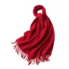 Unisex Simple Solid Color Pure Wool Fringed Scarf sold by FloralTrip