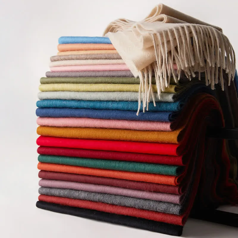Unisex Simple Solid Color Pure Wool Fringed Scarf sold by FloralTrip