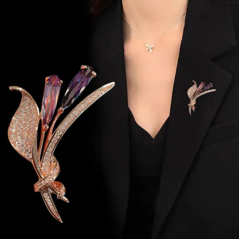 Women's Purple Lily Delicate Flower Brooch sold by FloralTrip
