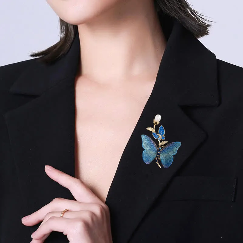 Women's Embroidered Art Butterfly Fresh Water Pearl Brooch sold by FloralTrip product image thumbnail 2
