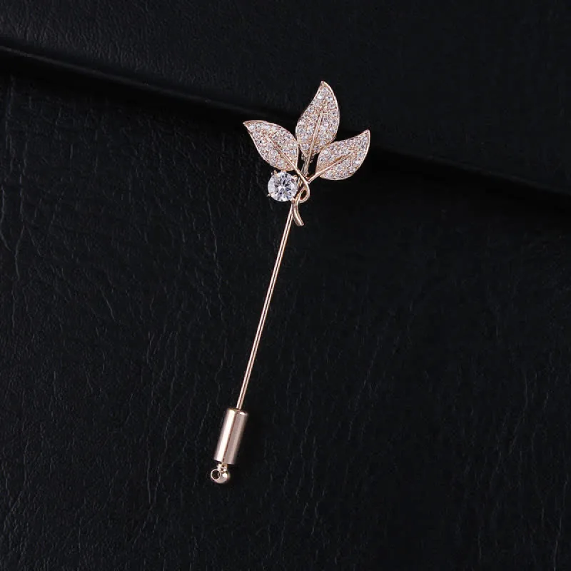 Sparkling Artificial Crystal Three Leaves Brooch sold by FloralTrip