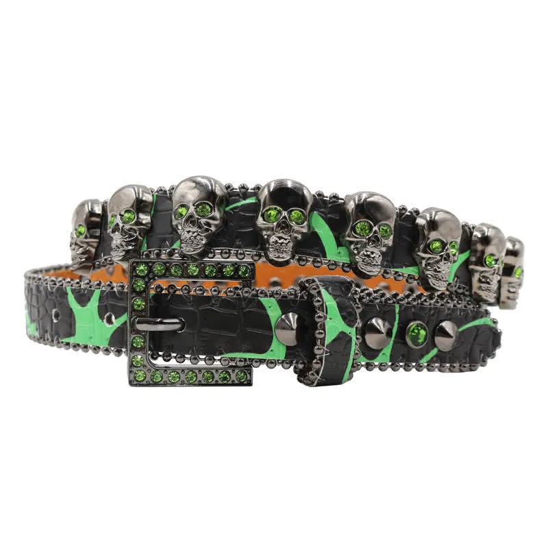 Fancy Gothic Skull Head Rivets Leopard Print Leather Belt sold by FloralTrip product image thumbnail 5