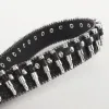 Cartoon Skull Buckle Bullet-Shaped Rivets Leather Belt sold by FloralTrip