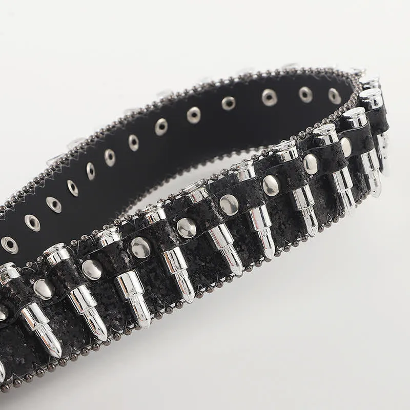 Cartoon Skull Buckle Bullet-Shaped Rivets Leather Belt sold by FloralTrip product image thumbnail 4