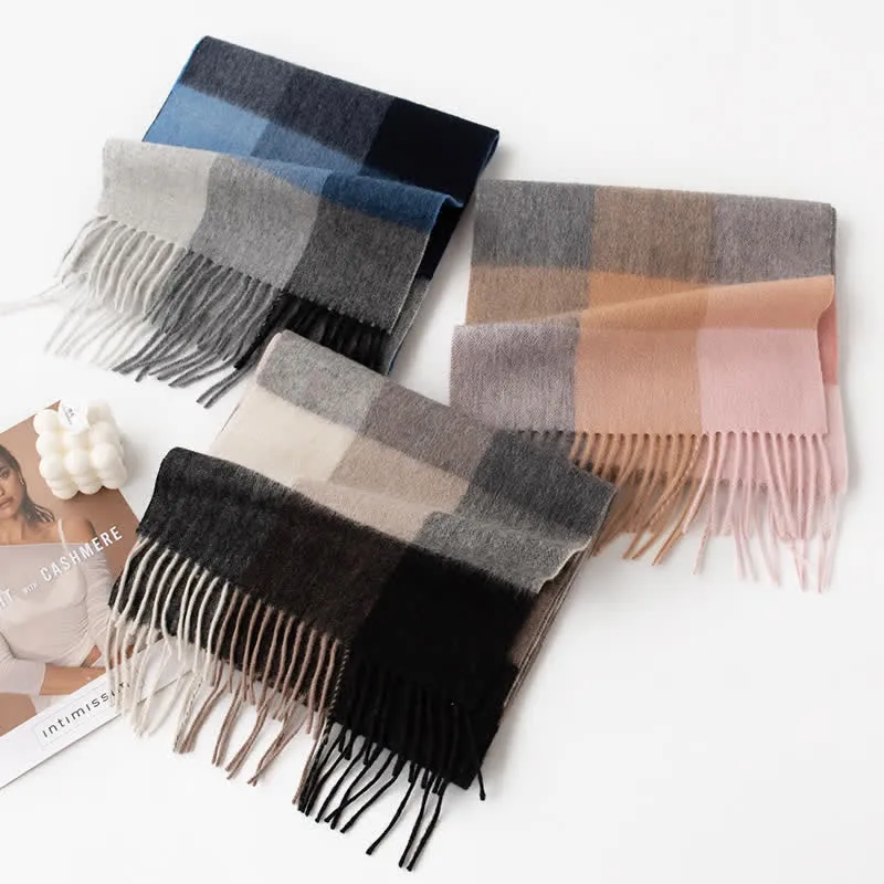 Unisex Color Blocking Plaid Cashmere Scarf sold by FloralTrip product image thumbnail 5