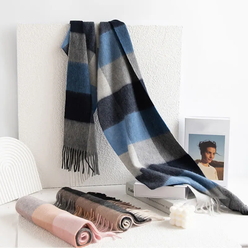 Unisex Color Blocking Plaid Cashmere Scarf sold by FloralTrip product image thumbnail 4