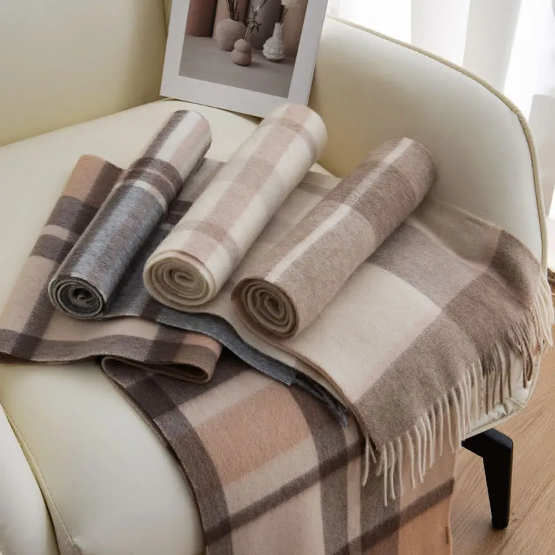 Unisex Color Blocking Plaid Cashmere Scarf sold by FloralTrip product image thumbnail 2