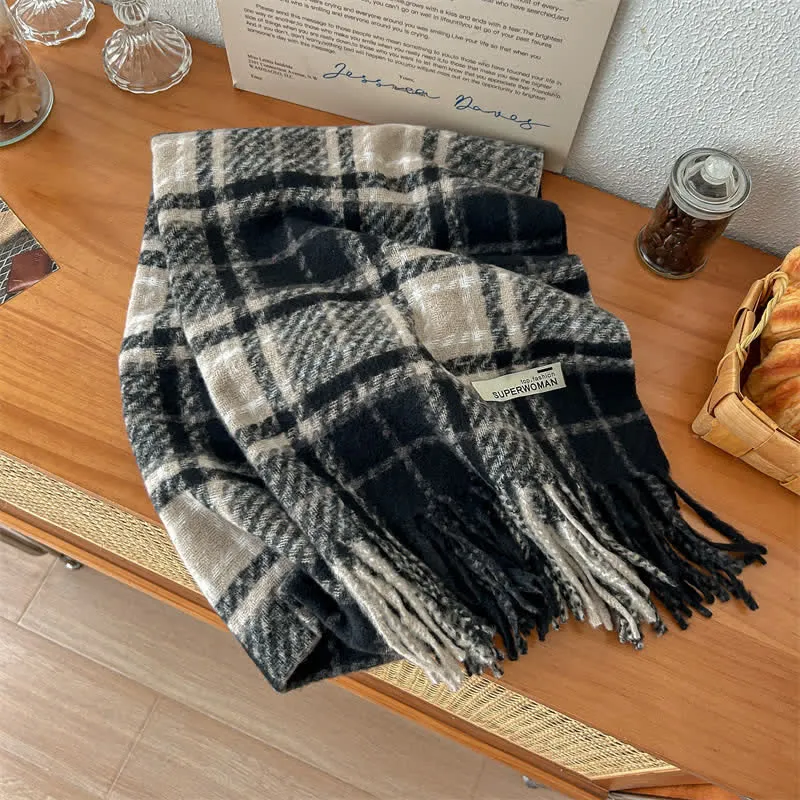 Unisex Winter Warm Tassel Plaid Oversized Scarf sold by FloralTrip product image thumbnail 5