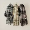 Unisex Winter Warm Tassel Plaid Oversized Scarf sold by FloralTrip