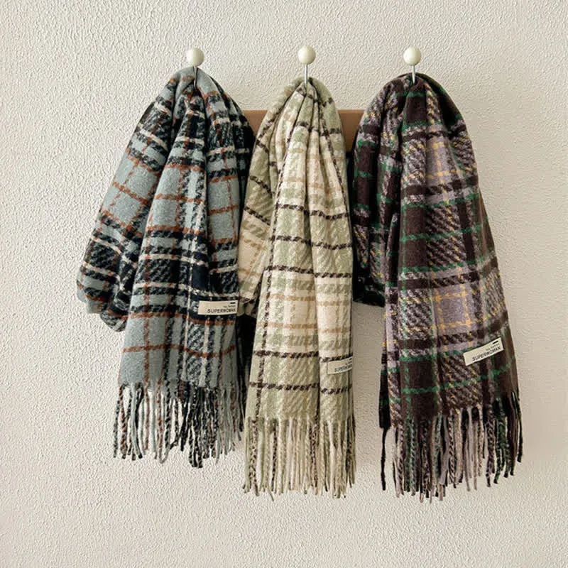 Unisex Winter Warm Tassel Plaid Oversized Scarf sold by FloralTrip product image thumbnail 2