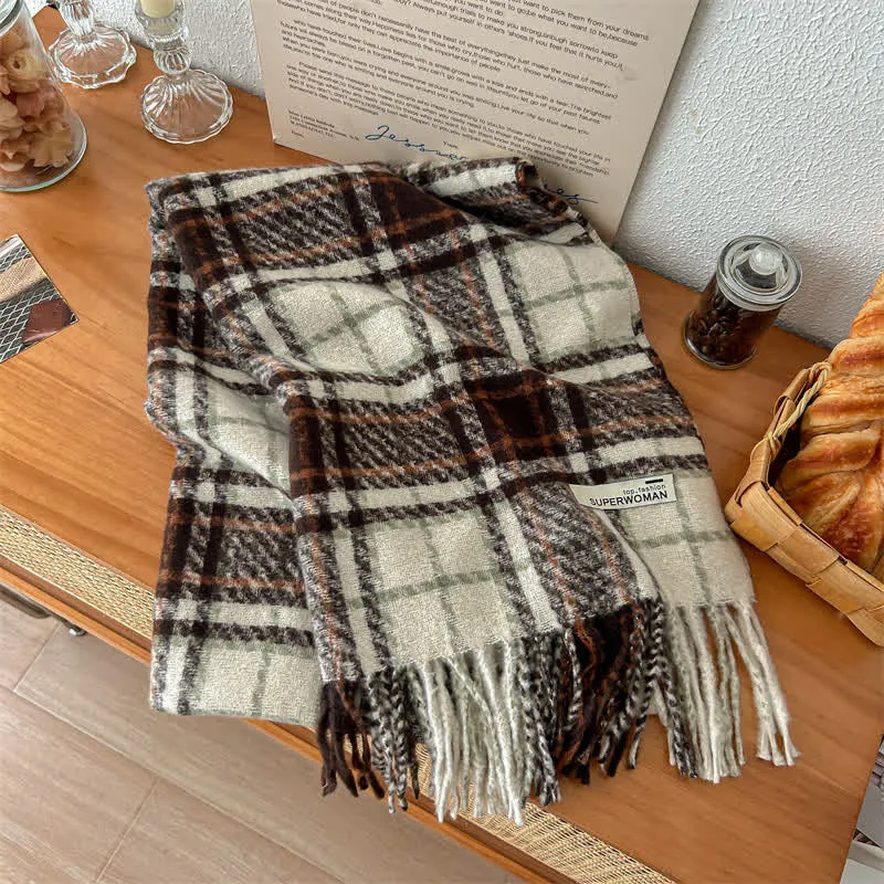 Unisex Winter Warm Tassel Plaid Oversized Scarf sold by FloralTrip product image thumbnail 3