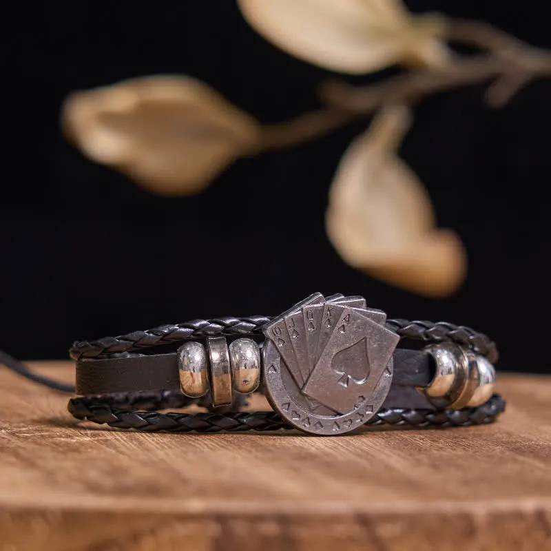 Fashion Skull Animal Head Poker Black Leather Bracelet sold by FloralTrip product image thumbnail 5