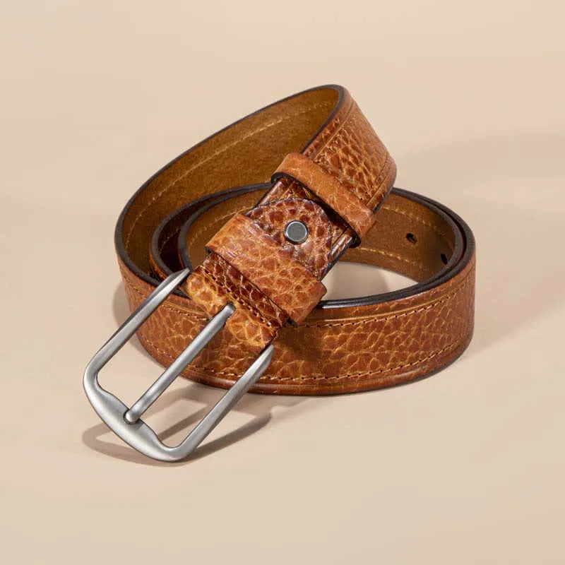 Stitching Snake Skin Pattern Casual Cowhide Leather Belt sold by FloralTrip product image thumbnail 3