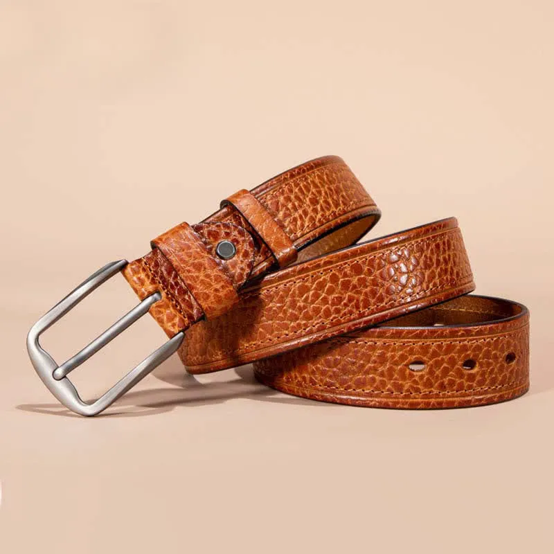 Stitching Snake Skin Pattern Casual Cowhide Leather Belt sold by FloralTrip