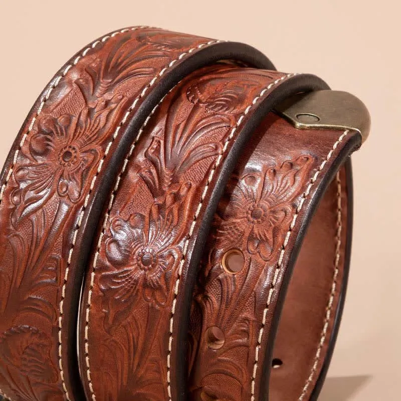 Cowboy Vintage Floral Embossed Leather Belt sold by FloralTrip product image thumbnail 4
