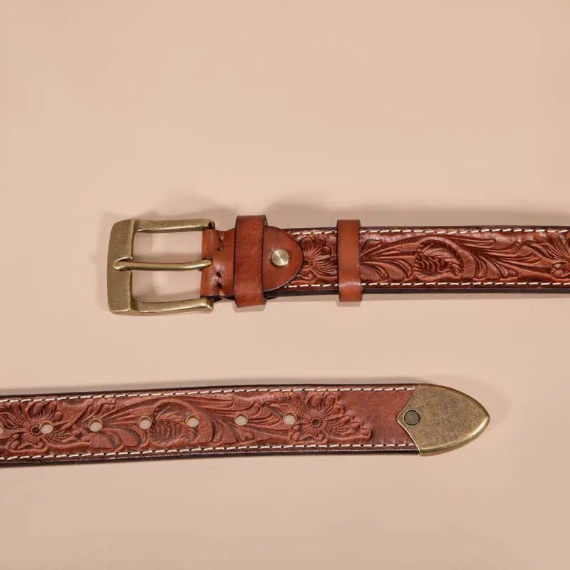 Cowboy Vintage Floral Embossed Leather Belt sold by FloralTrip product image thumbnail 5