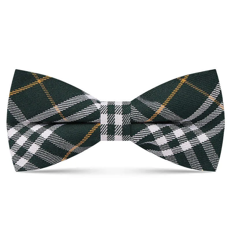 Men's Vintage Plaid Pattern Dark Color Bow Tie sold by FloralTrip product image thumbnail 5
