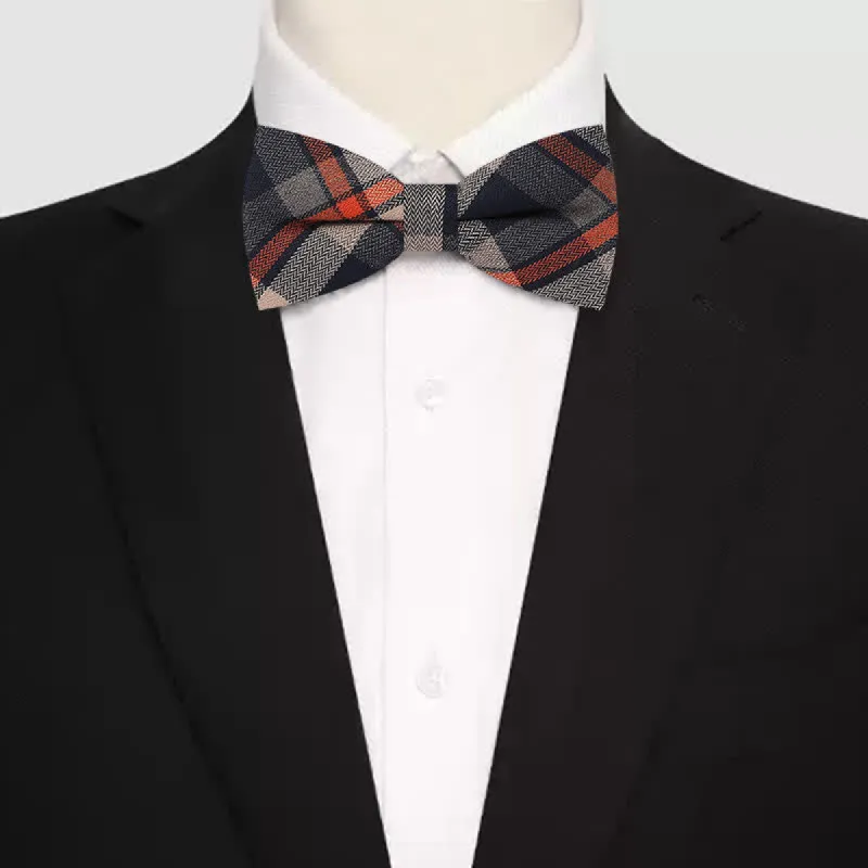 Men's Vintage Plaid Pattern Dark Color Bow Tie sold by FloralTrip