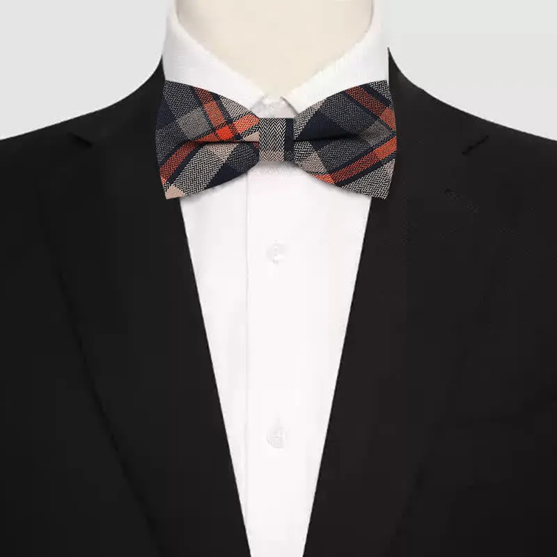 Men's Vintage Plaid Pattern Dark Color Bow Tie sold by FloralTrip