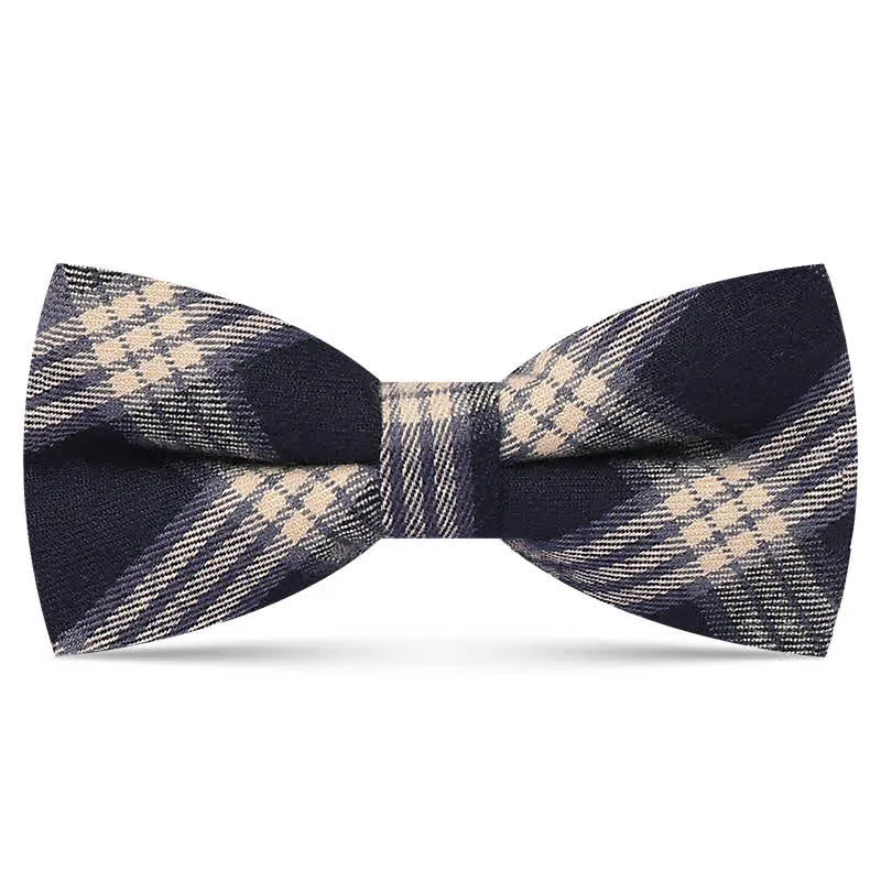 Men's Vintage Plaid Pattern Dark Color Bow Tie sold by FloralTrip product image thumbnail 4