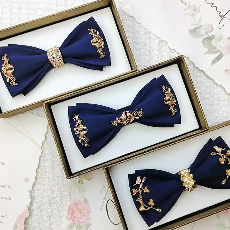 Men's Gold Metal Branches Bird Double Layers Bow Tie sold by FloralTrip product image thumbnail 3