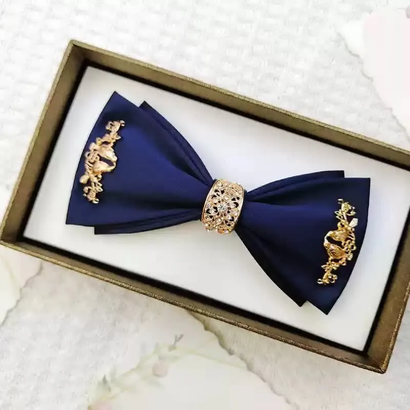 Men's Gold Metal Branches Bird Double Layers Bow Tie sold by FloralTrip