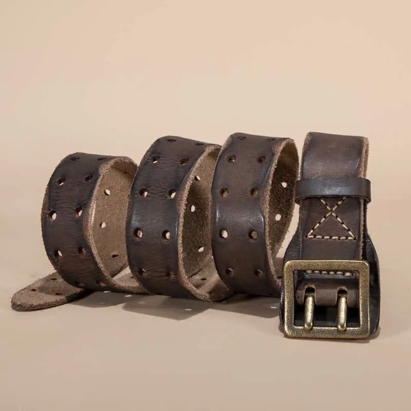 Timeless Square Buckle Double Prong Cowhide Leather Belt sold by FloralTrip product image thumbnail 3