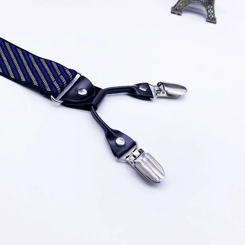 Classic Striped Plaid Paisley 6-Clips Adjustable Suspenders sold by FloralTrip product image thumbnail 4