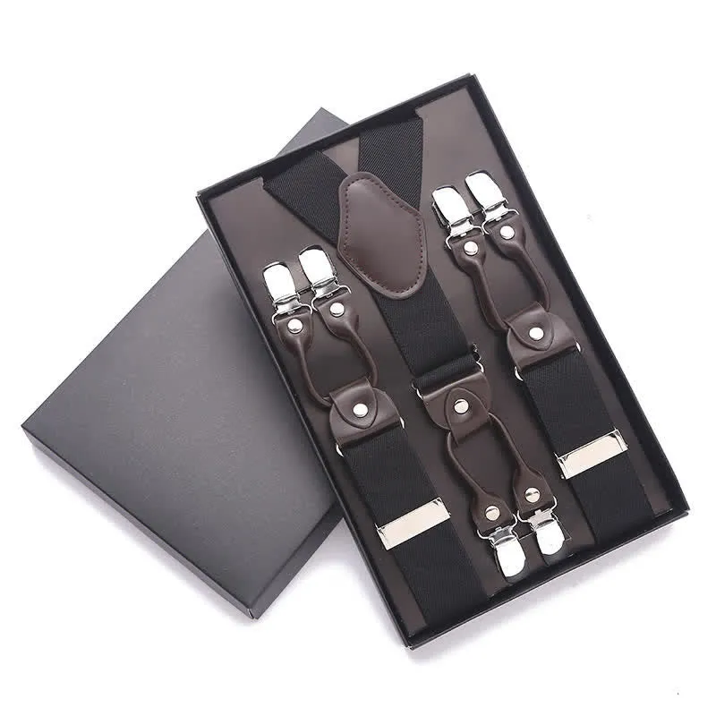 Solid Color 6-Clips Adjustable Suspenders sold by FloralTrip product image thumbnail 2