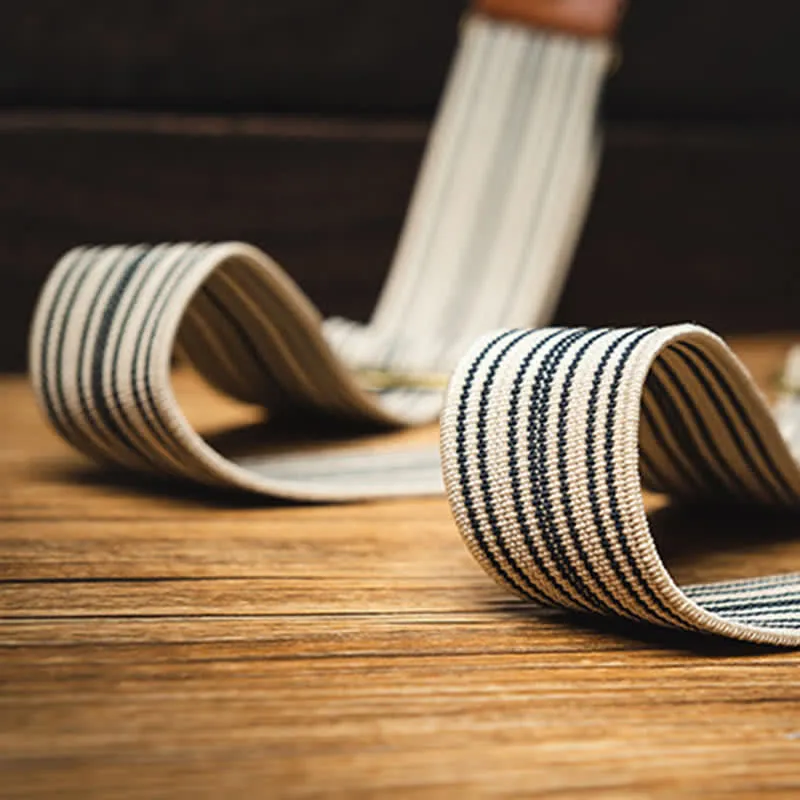 Vintage Light Brown Striped Y-back Elastic Suspenders sold by FloralTrip product image thumbnail 5